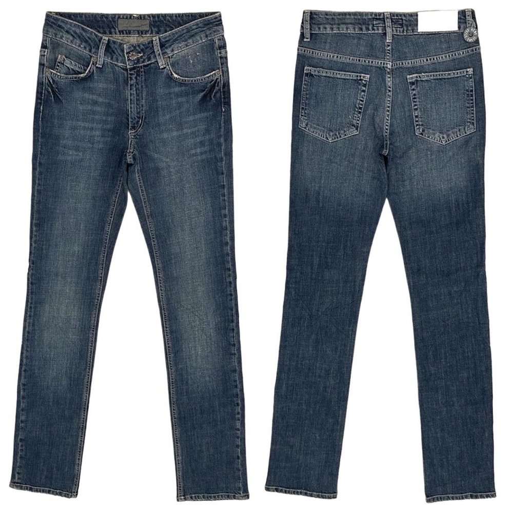 Acne Jeans Men's Stone Wash Distressed Boot Cut in HEX Blur Archive Size 27